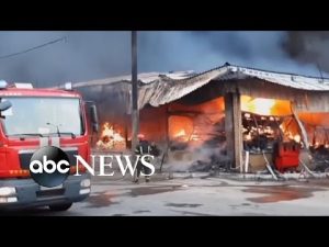 Read more about the article Kharkiv market on fire following Russian shelling