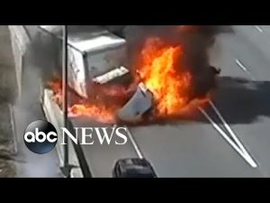 Read more about the article Driver survives fiery crash on highway