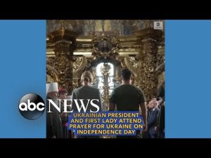 Read more about the article Ukrainian president, first lady attend prayer for Ukraine on Independence Day