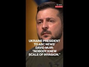 Read more about the article Zelenskyy speaks with David Muir about whether he regrets not warning Ukrainians earlier of invasion