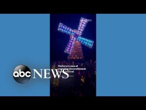 Read more about the article Visitors marvel at Halloween decorations at light festival in New York l ABC News