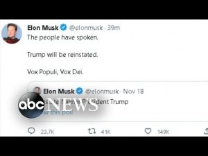 Read more about the article Elon Musk reactivates Trump’s Twitter account | ABCNL