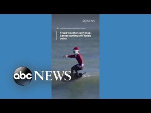 Read more about the article Frigid weather can’t stop Santas surfing off Florida coast