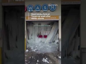 Read more about the article Giant icicles form at Texas car wash after winter storms | ABC News