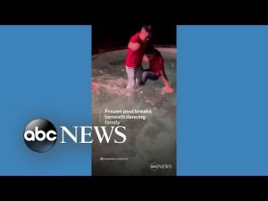 Read more about the article Ice breaks as family dances on top of frozen pool l ABC News
