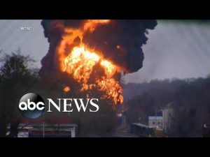 Read more about the article Controlled burn of toxic chemicals after train derailment goes ‘as planned’