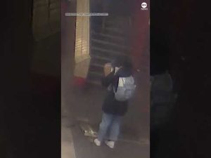 Read more about the article WATCH YOUR STEP: A stunned subway passenger barely avoided being struck by a falling ceiling panel.