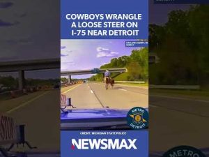 Read more about the article STEER CLEAR: Cowboys rope runaway steer on I-75 near Detroit