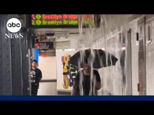Read more about the article Water pours into New York City subway stations as storms hit Northeast