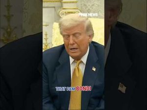 Read more about the article Trump defends Bondi amid Epstein files controversy: ‘WHAT MORE CAN SHE DO?’ #shorts #trump #epstein