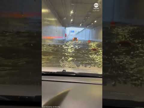 You are currently viewing Frightened motorist drives through flooded tunnel