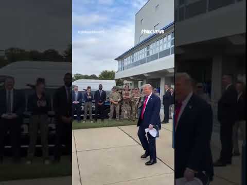 You are currently viewing Trump cracks joke before greeting law enforcement #trump #usa #us #news #shorts