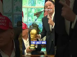 Read more about the article ‘CAN I KEEP IT?’: FIFA president lets Trump hold the winner’s trophy #shorts #usa #us #trump #sports