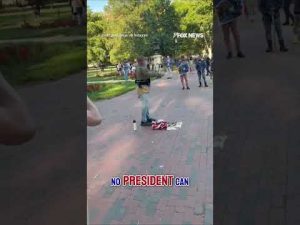 Read more about the article Man who identifies as a combat veteran arrested for setting fire to American flag #flag #shorts
