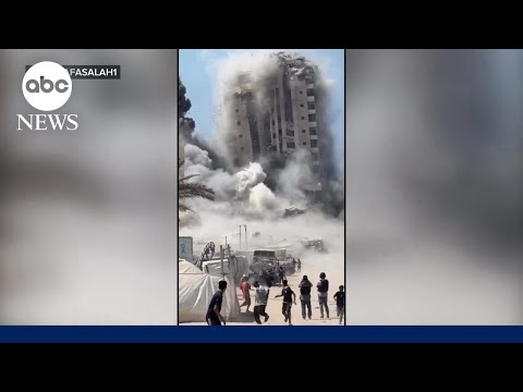 You are currently viewing Israel levels high-rise tower in Gaza adjacent to Palestinian civilian encampment