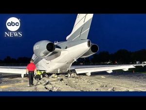 Read more about the article Bombardier jet overshoots runway near busy road
