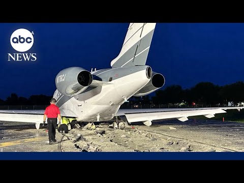 You are currently viewing Bombardier jet overshoots runway near busy road