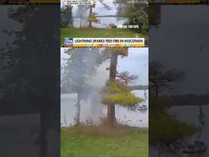 Read more about the article WATCH: Lightning sparks tree FIRE near lake #shorts #foxnews #news #us #viral