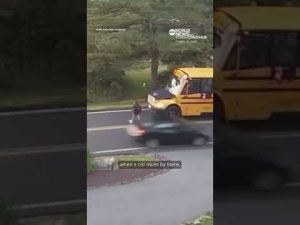 Read more about the article Massachusetts student almost hit by car while crossing street for school bus