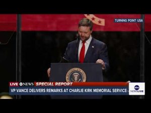 Read more about the article Vice President JD Vance speaks at Charlie Kirk memorial service