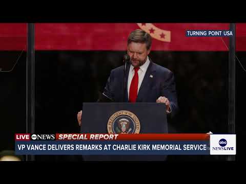 You are currently viewing Vice President JD Vance speaks at Charlie Kirk memorial service