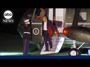 Read more about the article Trump returns to White House after ‘peace’ deal