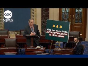 Read more about the article Democrat blasts Trump’s ‘authoritarian grip’ on US in ongoing marathon floor speech