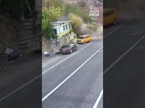 You are currently viewing Cab driver narrowly avoids falling boulder