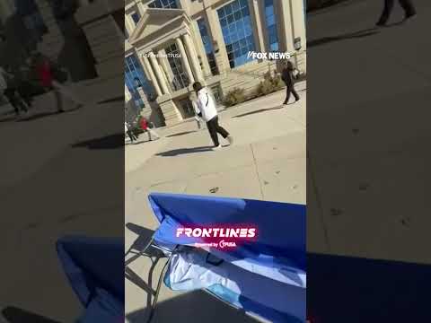 You are currently viewing SEE IT: Student arrested for flipping Turning Point USA table after doing the same to YAF #shorts