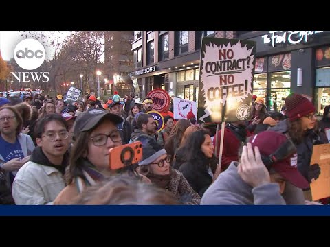 You are currently viewing Union Starbucks workers launch strikes on company’s ‘Red Cup Day’