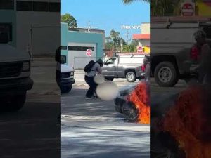 Read more about the article HEROIC RESCUE: Good Samaritans leap into action as a car bursts into flames #shorts #usa #viral #us