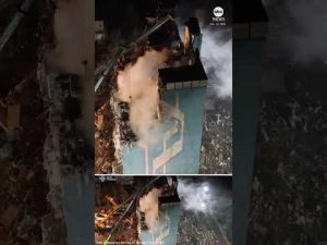 Read more about the article Drone shows devastation from Russian strike on Ukraine apartment building