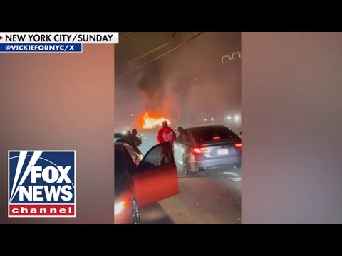 Read more about the article SEE IT: Violent mob attacks couple, burns car during street takeover