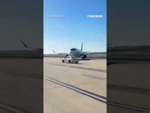 You are currently viewing WATCH: Car RACES past plane on runway #foxnews #news #us #fox
