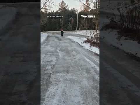 You are currently viewing ICY SURPRISE: Freezing temperatures transform driveway into ice skating rink in Canada #shorts #snow