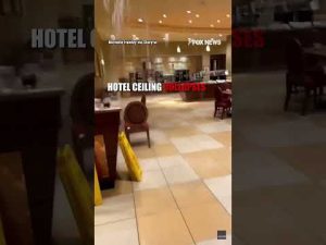 Read more about the article ‘THAT SUCKS’: Wild video shows hotel ceiling collapse as guests eat in the lobby