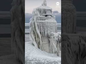 Read more about the article Footage shows people walking along ice-covered Michigan pier