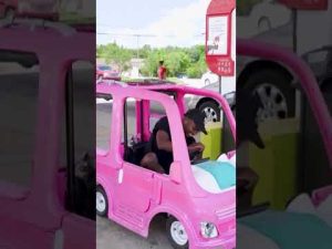 Read more about the article SEE IT: Handyman swaps car for pink Barbie toy car to beat rising gas prices #car #shorts #barbie