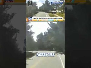 Read more about the article SEE IT: Corvette SLAMS into tour bus head-on in California #foxnews #news #crash #california