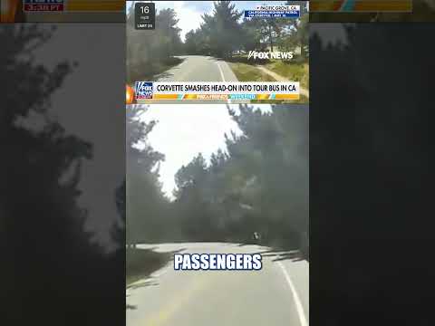 Read more about the article SEE IT: Corvette SLAMS into tour bus head-on in California #foxnews #news #crash #california