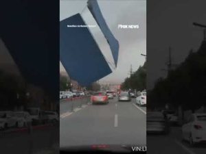 Read more about the article Powerful winds RIP steel roof onto vehicles in China #foxnews #news #shorts #china #weather