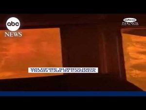 Read more about the article Wildfire surrounds train car in Canada