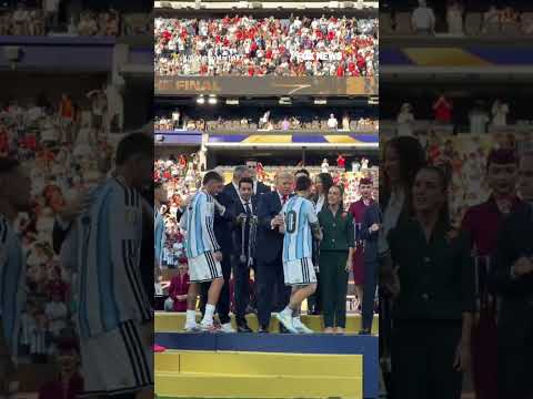 Read more about the article Trump presents runners-up medals to Lionel Messi and his Argentina teammates #shorts #foxnews #news