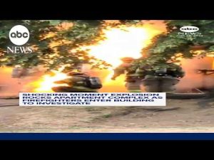 Read more about the article Shocking moment explosion rocks apartment complex as firefighters enter building to investigate