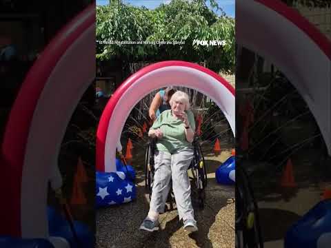 Read more about the article Nursing home residents roll through ‘sprinkler car wash’ to beat the summer heat #foxnews #shorts