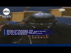 Read more about the article Man dresses as Darth Vader to defend flock cameras at city council meeting
