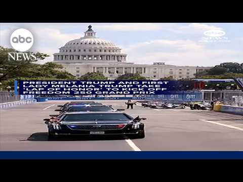 Read more about the article President Trump takes ‘lap of honor’ to kick off Freedom 250 Grand Prix