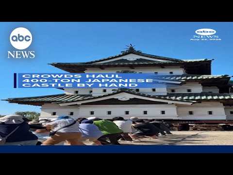 Read more about the article Crowds haul 400-ton Japanese castle by hand